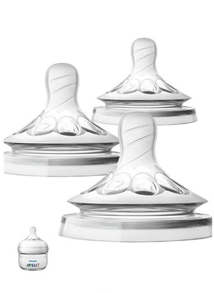 Momore - Pack Of 3 Natural Feeding Bottle Nipple 3 Months+, For AVENT Bottle - Image 1