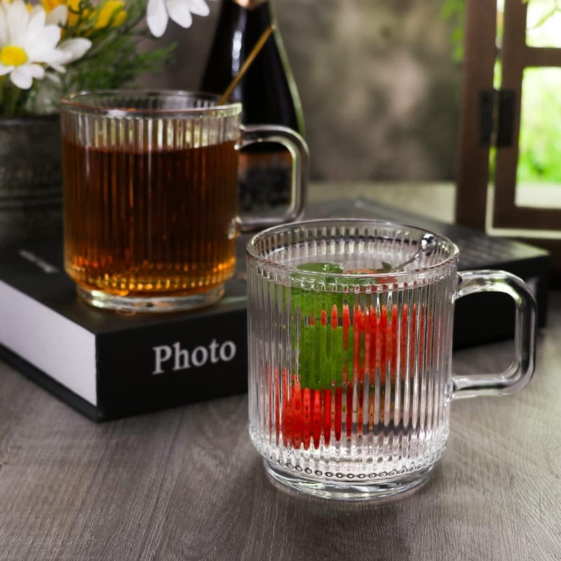 bellemax 350ML Irish Coffee Mug Tall Glass Latte Cups Cappuccino and Hot Chocolate Mugs with Handle Clear Glass Zero Lead for Hot Set of Lining mug01 4 - Image 2