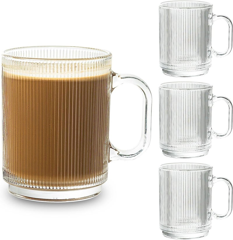 bellemax 350ML Irish Coffee Mug Tall Glass Latte Cups Cappuccino and Hot Chocolate Mugs with Handle Clear Glass Zero Lead for Hot Set of Lining mug01 4 - Image 1