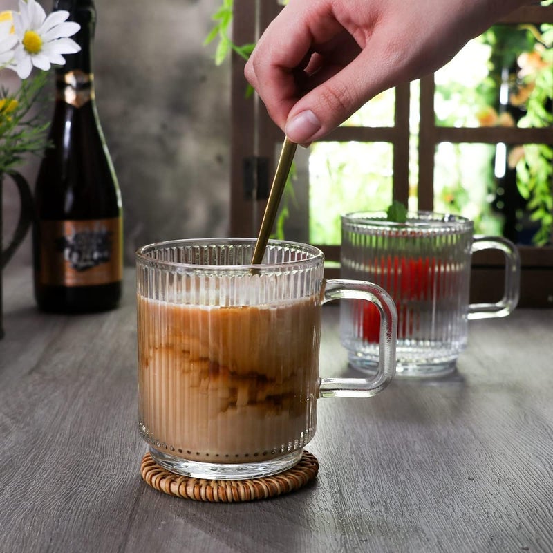 bellemax 350ML Irish Coffee Mug Tall Glass Latte Cups Cappuccino and Hot Chocolate Mugs with Handle Clear Glass Zero Lead for Hot Set of Lining mug01 4 - Image 3