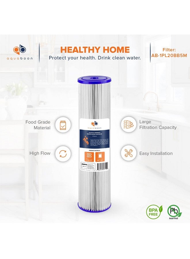 أكوابون فلتر مياه بديل مطوي للمنزل بالكامل من Aquaboon مقاس 20 بوصة، خرطوشة فلتر مياه 5 ميكرون متوافقة مع ECP5-20BB وSPC-45-2005، عبوة من قطعتين - Image 4