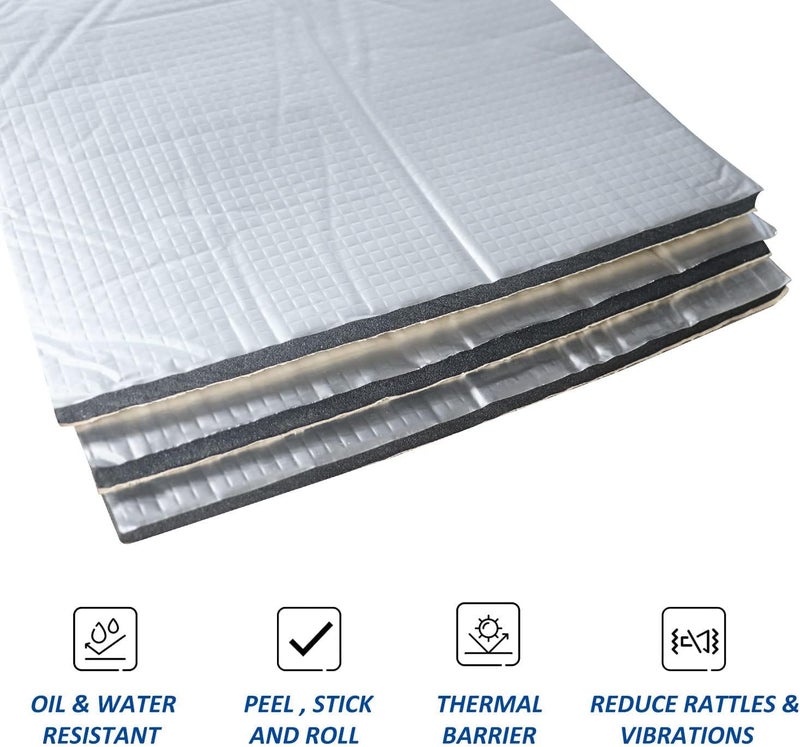 KASTWAVE Car Heat Sound Deadening Insulation Mat, 394 Mil 10.75 Sqft Auto Audio Deadener Foam, Car Sound Deadening Material Mat, Sound Dampening and Heat Insulation for Truck, Vehicle - Image 3