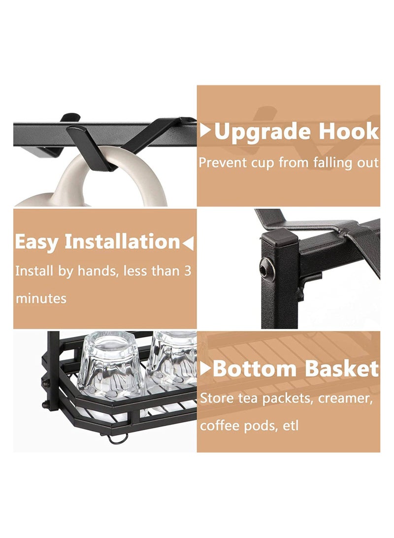 Large Coffee Mug Holder Stand Countertop, Tree Rack for 14 Mugs, 2 Tier Counter Display Storage, Metal Wire Tea Cup Holder for Coffee Station Kitchen Organizer, Not Included Mugs  - Image 5