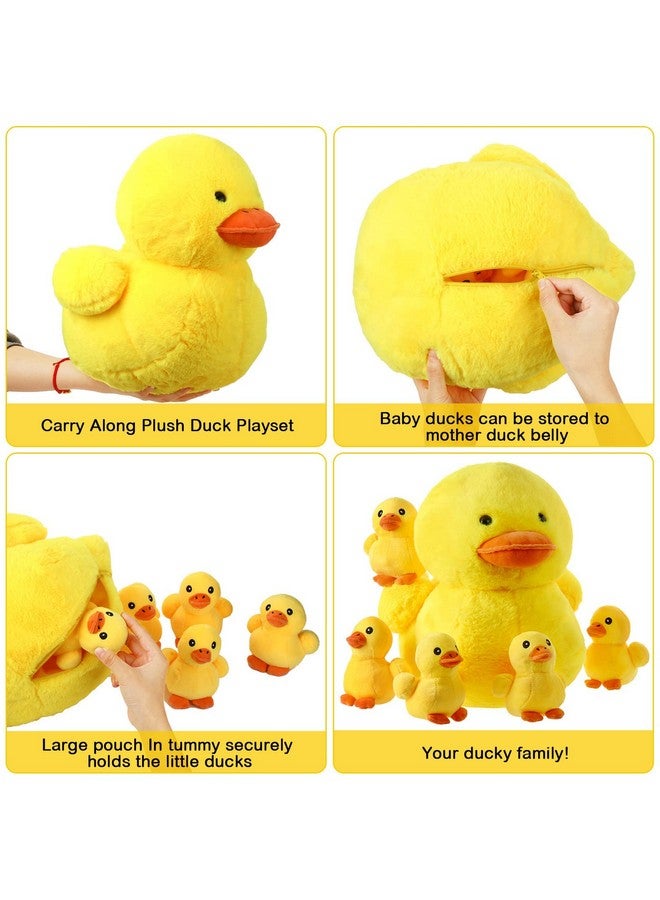 Kasyat 6 Pieces 13.7 Inches Plush Duck With 5 Little Plush Ducks Ducklings Stuffed Animals Playset Duck Stuffed Animals Stuffed Toy Duck Plush Duck Toy Plushies With Zipper Pouch Ducky Animal Dolls  - Image 4