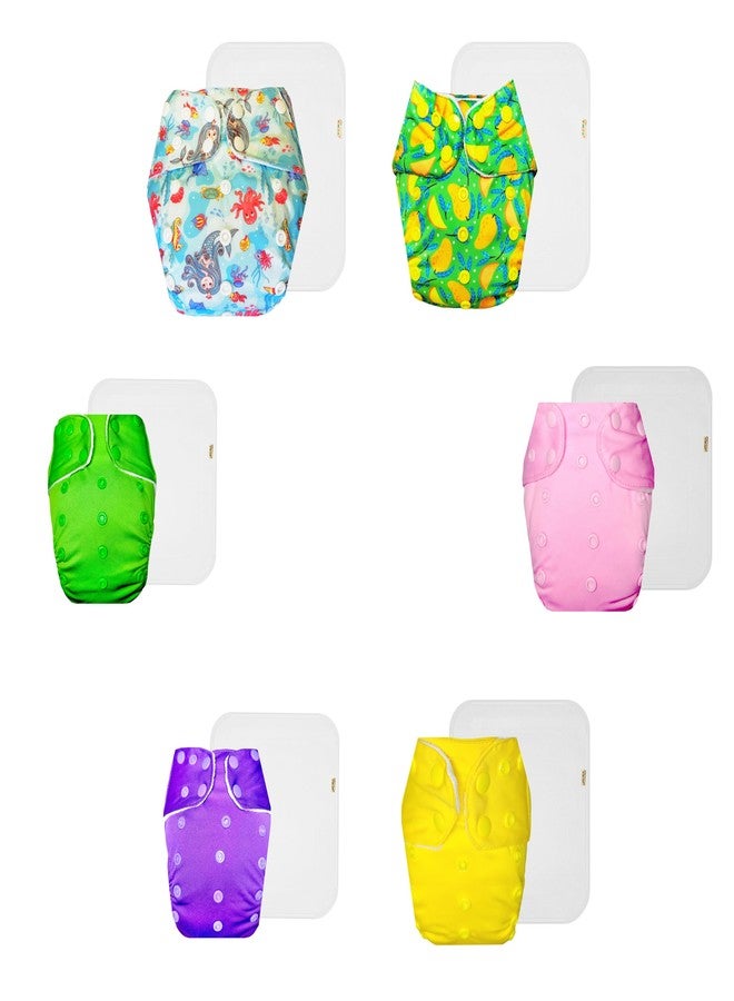 Dumbledo Premium Cloth Diaper with Cotton Insert (Pack of 6) | Soft & Gentle | Breathable | Adjustable Snaps | Designed by Moms | 3 Months - 3 Years | Unisex Baby - Image 1