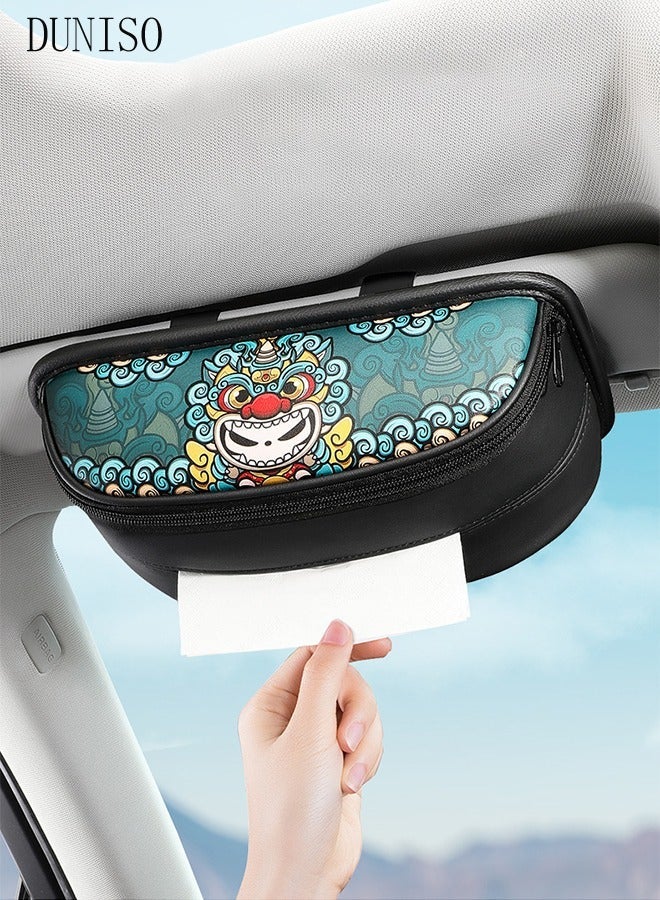 DUNISO Car Tissue Box Holder Sun Visor Napkin Holder Multipurpose Car Visor Tissue Holder Luxury Faux Leather Backseat Tissue Case Holder - Image 1