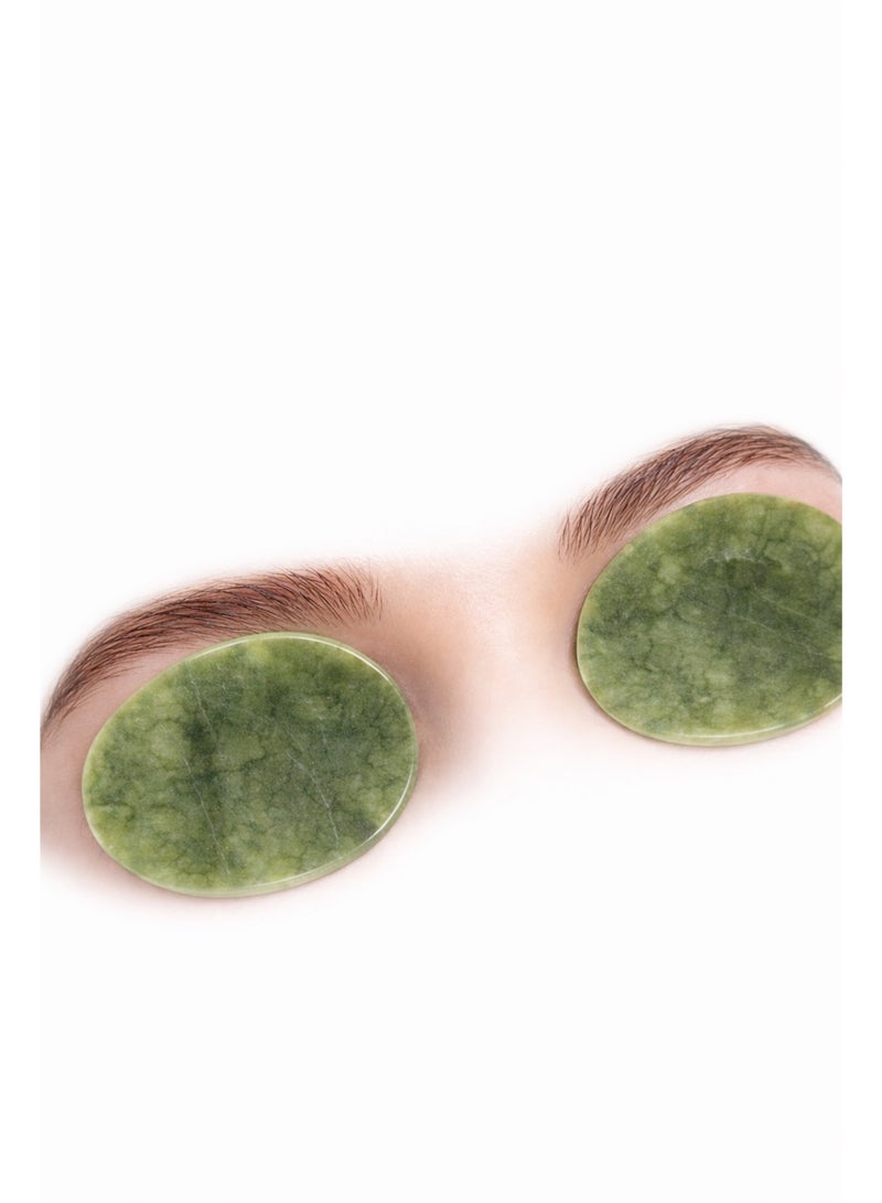 No Label Natural Jade Eye Pads for Puffy Eyes – Reusable Cooling Jade Eye Mask for Dark Circles, Wrinkles & Eye Relaxation – Face Spa Massage Stones - Image 1