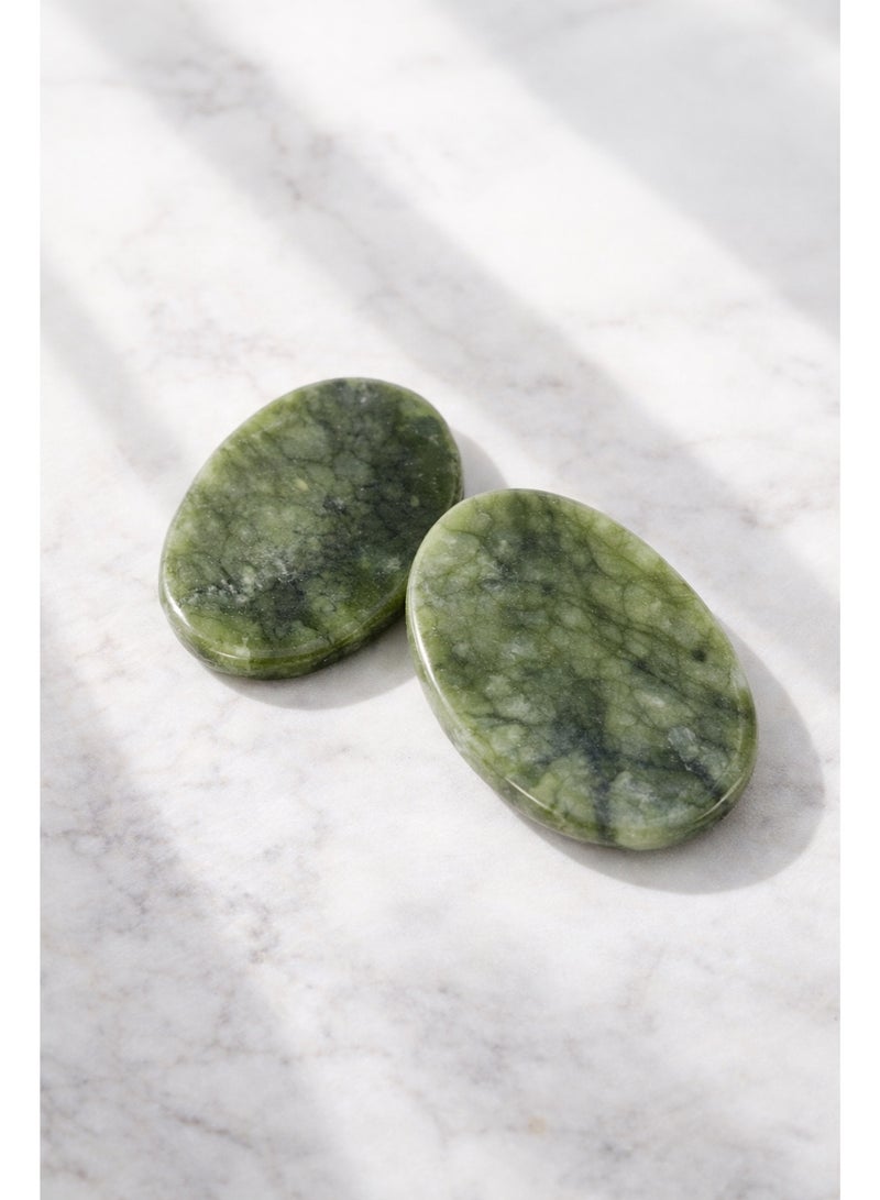 No Label Natural Jade Eye Pads for Puffy Eyes – Reusable Cooling Jade Eye Mask for Dark Circles, Wrinkles & Eye Relaxation – Face Spa Massage Stones - Image 2