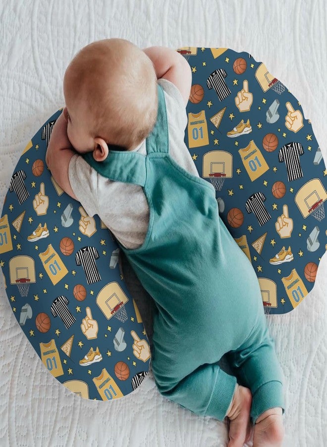 ZoUbqchY Basketballs Baby Nursing Pillow Covers for Boy Girl Basketballs Fan Stars Suits Nursery Pillowcase for Breastfeeding Pillows Outdoor Sports Lovers Gift Soft Stretchy Slipcover for Newborn Infant - Image 2