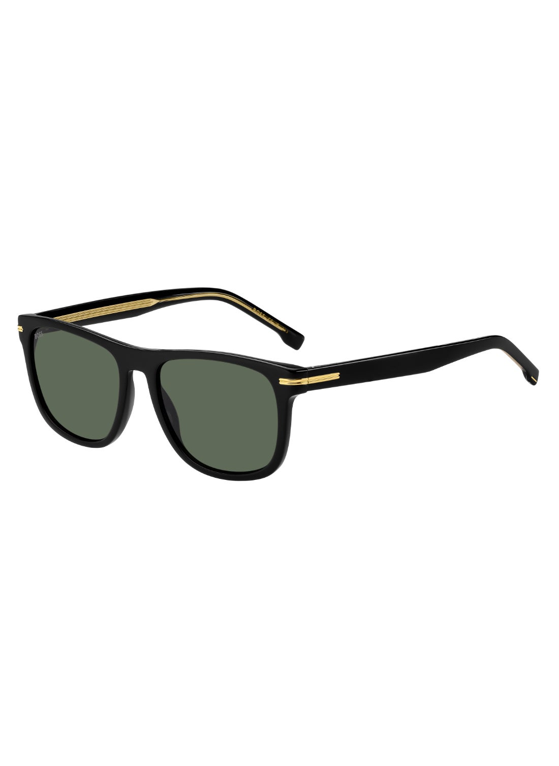 HUGO BOSS Men's UV Protection Rectangular Shape Acetate Sunglasses BOSS 1626/S GREEN 43 - Lens Size: 42.8 Mm - Black 