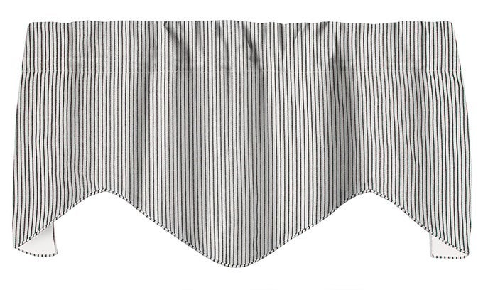 Valances for Windows Farmhouse Curtains Kitchen Window Treatments Living Room Swag Striped Black and White Stripe Ticking 53 Inches x 18 Inches