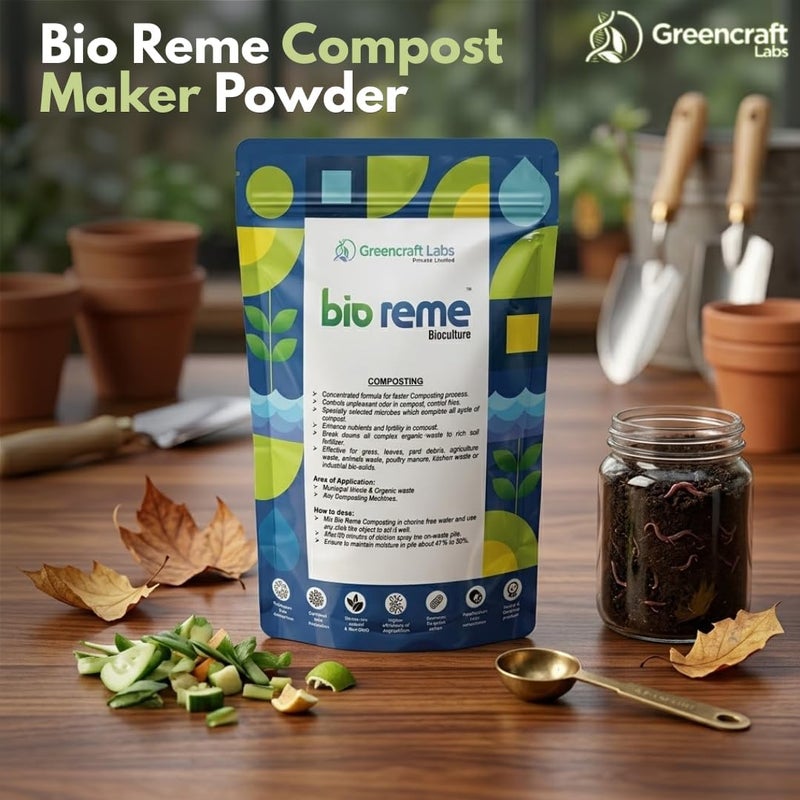 Bio Reme Compost Maker Powder (1kg) - Eco-Friendly Microbes for Faster, Odor-Free Composting & Richer Soil - Image 2
