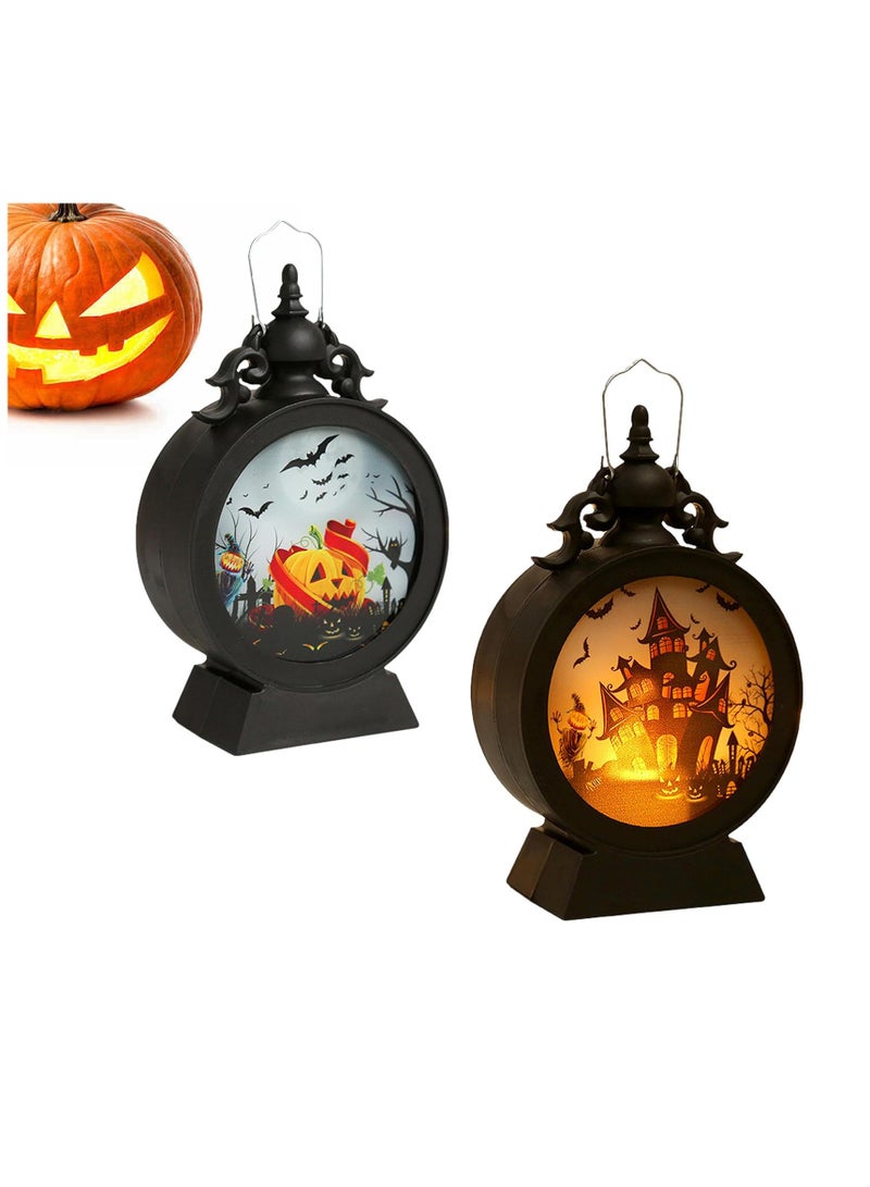 Excefore Lantern, Portable Retro Lights, Vintage Hanging LED Decoration, Outdoor Hanging Plastic Lantern, Battery Powered for Indoor,Outdoor,Table,Party Spooky Decorations 2PCS - Image 1