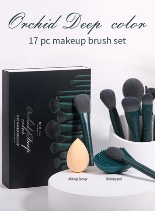 Makeup Brushes Set 17 Pcs with Brush Cleaning Mat and Makeup Sponge Professional Face Powder Eye Shadow Powder Liquid Cream Kit Gift Box - view 2