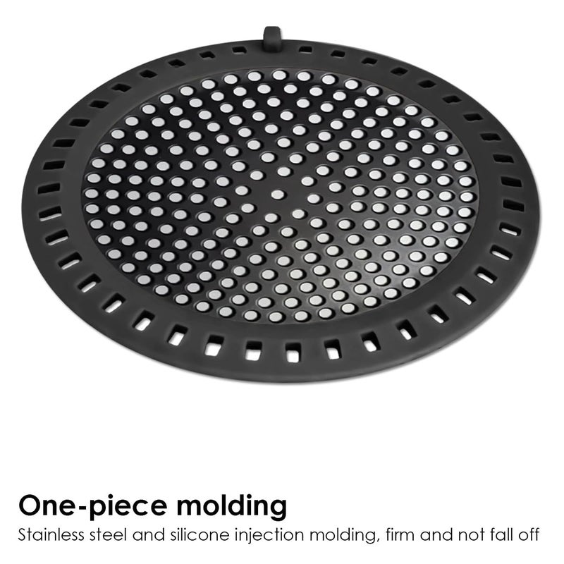 Seatery 2PCS Shower Hair Drain Catcher/Strainer/Cover/Filter/Trap, Hair Stopper Floor Drain, Stainless Steel with Silicone Edge Drain Protector, Black, 4.75 Inch Diameter - Image 4