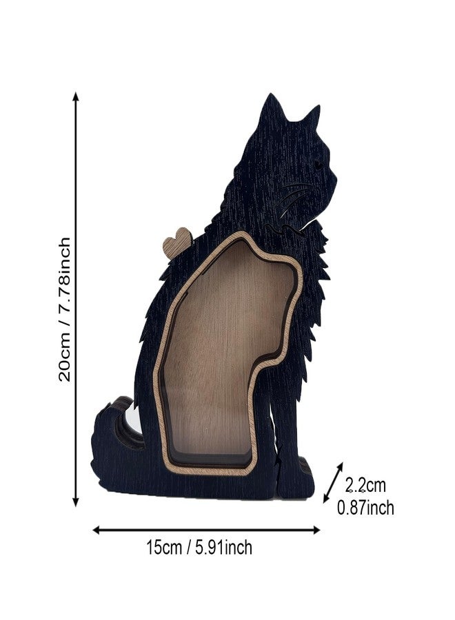 Petschee Cat Hair Keepsake Box Wooden Cat Long Hair Shape Standable Tabletop Decor Cat Storing Hair Teeth Ashes，Pet Fur Gift for Pet Lover Unique Gift (Black Cat) - Image 2