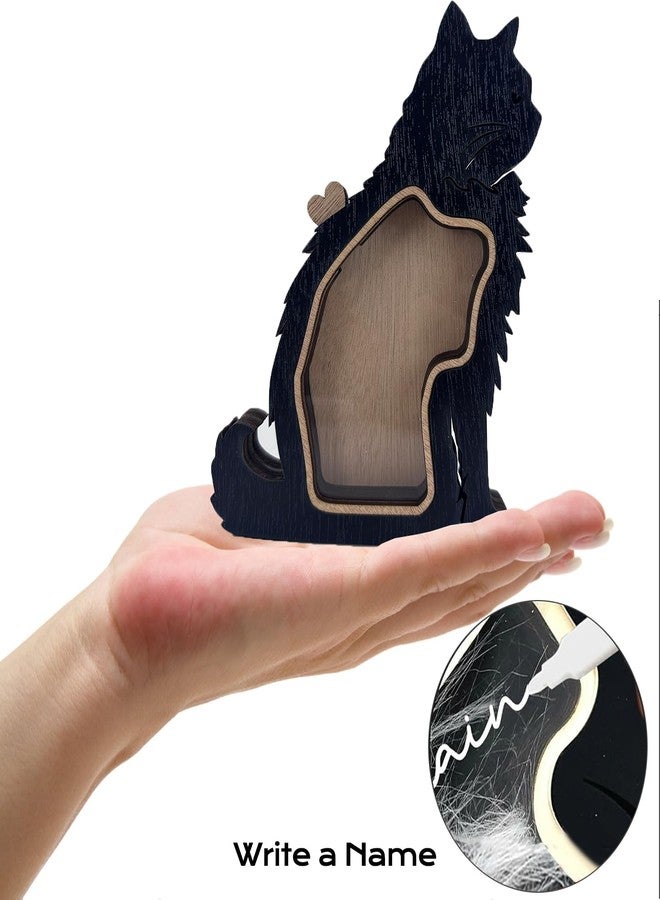 Petschee Cat Hair Keepsake Box Wooden Cat Long Hair Shape Standable Tabletop Decor Cat Storing Hair Teeth Ashes，Pet Fur Gift for Pet Lover Unique Gift (Black Cat) - Image 5