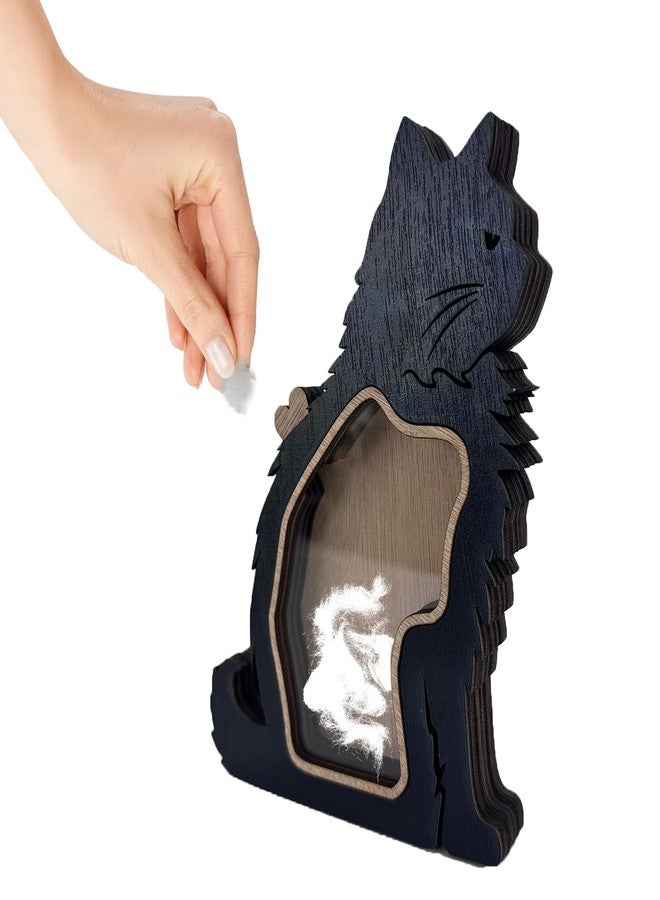 Petschee Cat Hair Keepsake Box Wooden Cat Long Hair Shape Standable Tabletop Decor Cat Storing Hair Teeth Ashes，Pet Fur Gift for Pet Lover Unique Gift (Black Cat) - Image 1