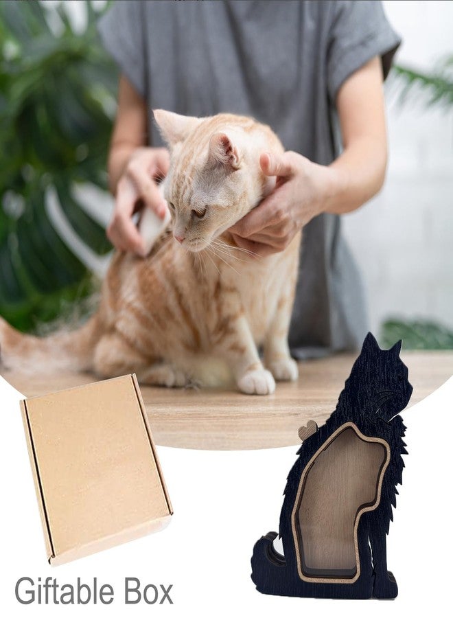 Petschee Cat Hair Keepsake Box Wooden Cat Long Hair Shape Standable Tabletop Decor Cat Storing Hair Teeth Ashes，Pet Fur Gift for Pet Lover Unique Gift (Black Cat) - Image 4