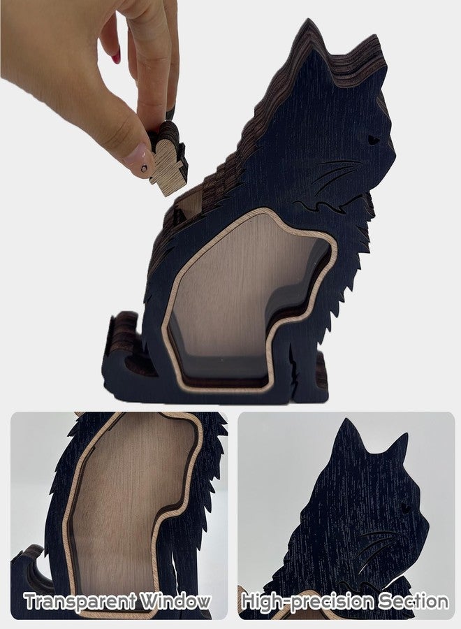 Petschee Cat Hair Keepsake Box Wooden Cat Long Hair Shape Standable Tabletop Decor Cat Storing Hair Teeth Ashes，Pet Fur Gift for Pet Lover Unique Gift (Black Cat) - Image 3