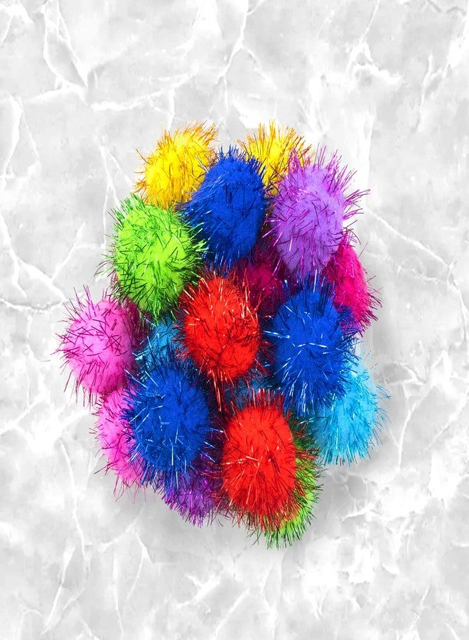 VAPKER 30 Piece 1.5" Assorted Color Sparkle Balls Cat's Favorite Toy Tinsel Pom Poms Glitter - Image 4