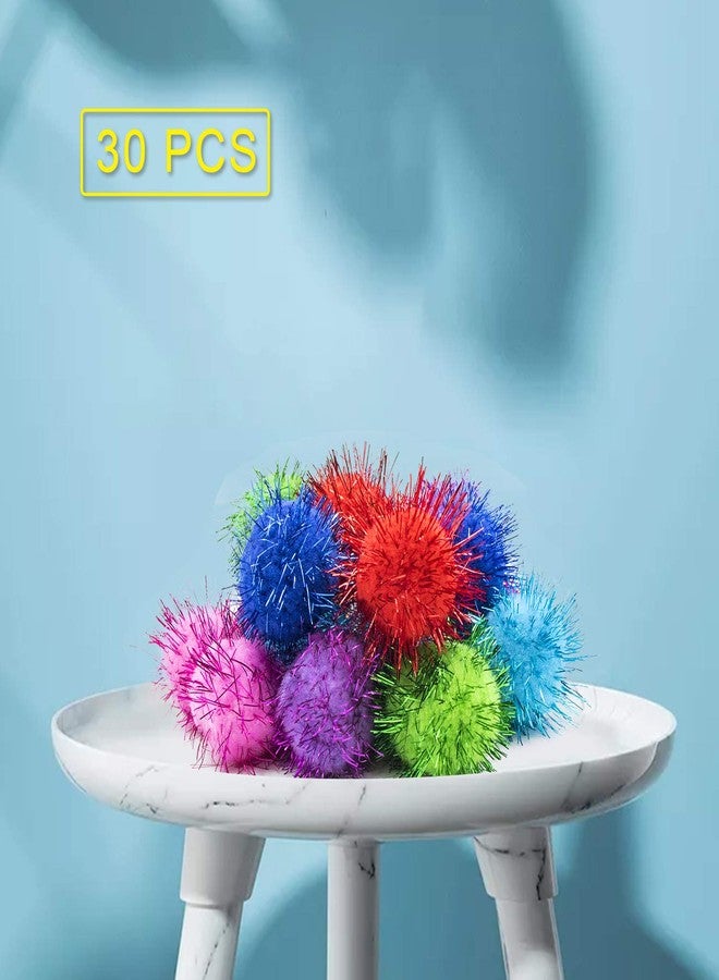 VAPKER 30 Piece 1.5" Assorted Color Sparkle Balls Cat's Favorite Toy Tinsel Pom Poms Glitter - Image 3