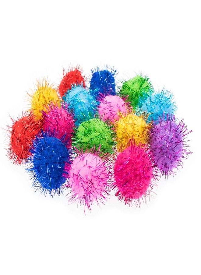VAPKER 30 Piece 1.5" Assorted Color Sparkle Balls Cat's Favorite Toy Tinsel Pom Poms Glitter - Image 1