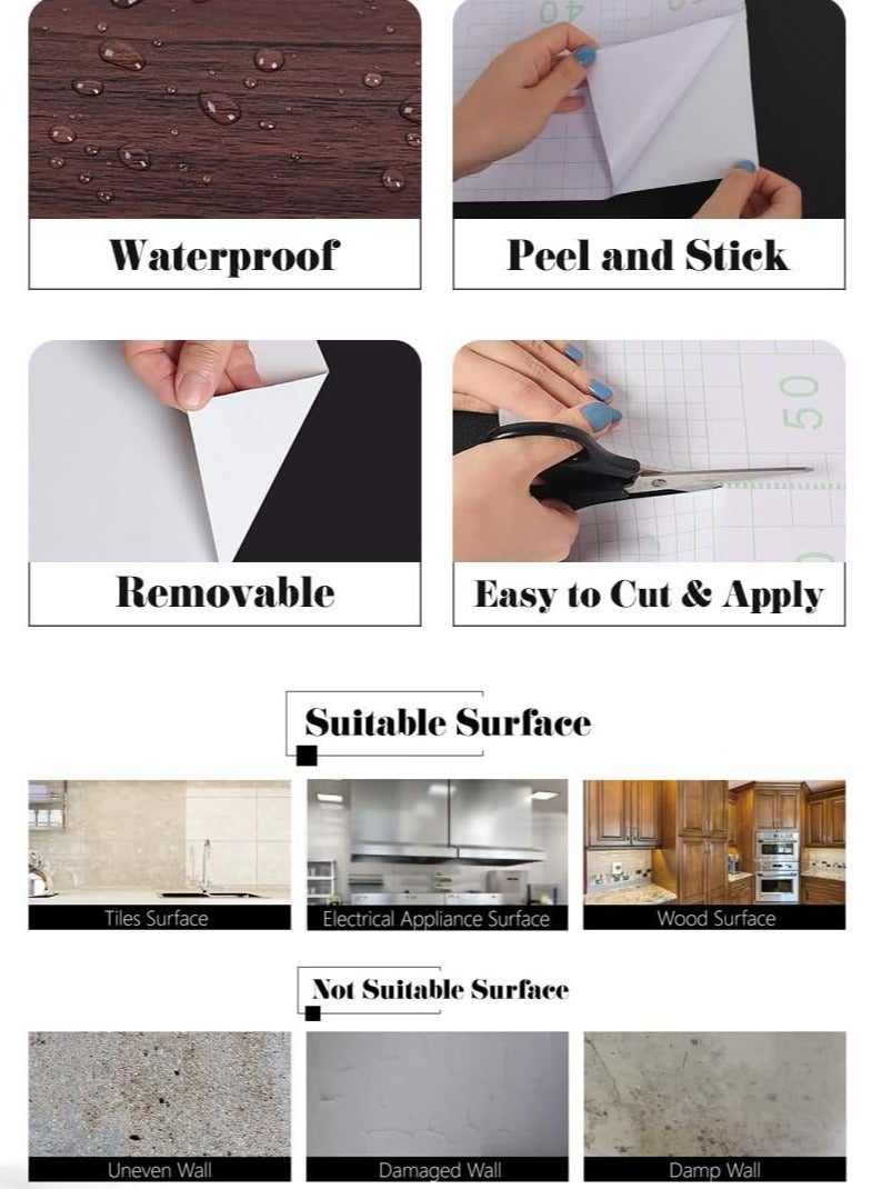 آنا ورق جدران ذاتي اللصق بسطح خشبي مزيف، مقاوم للماء والرطوبة والزيوت، بمقاس 20 سم × 10 م، لتجديد المنازل - Image 2