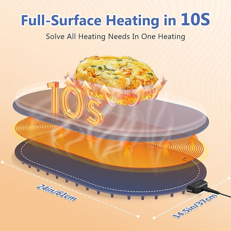 Food Warming Mat with Adjustable Temperature Timer, 10S Fast Heating Silicone Food Warmers for Party, Buffet and Daily Use - Image 2