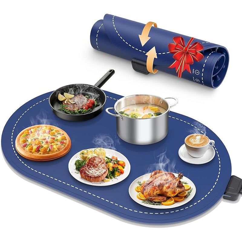 Food Warming Mat with Adjustable Temperature Timer, 10S Fast Heating Silicone Food Warmers for Party, Buffet and Daily Use - Image 1