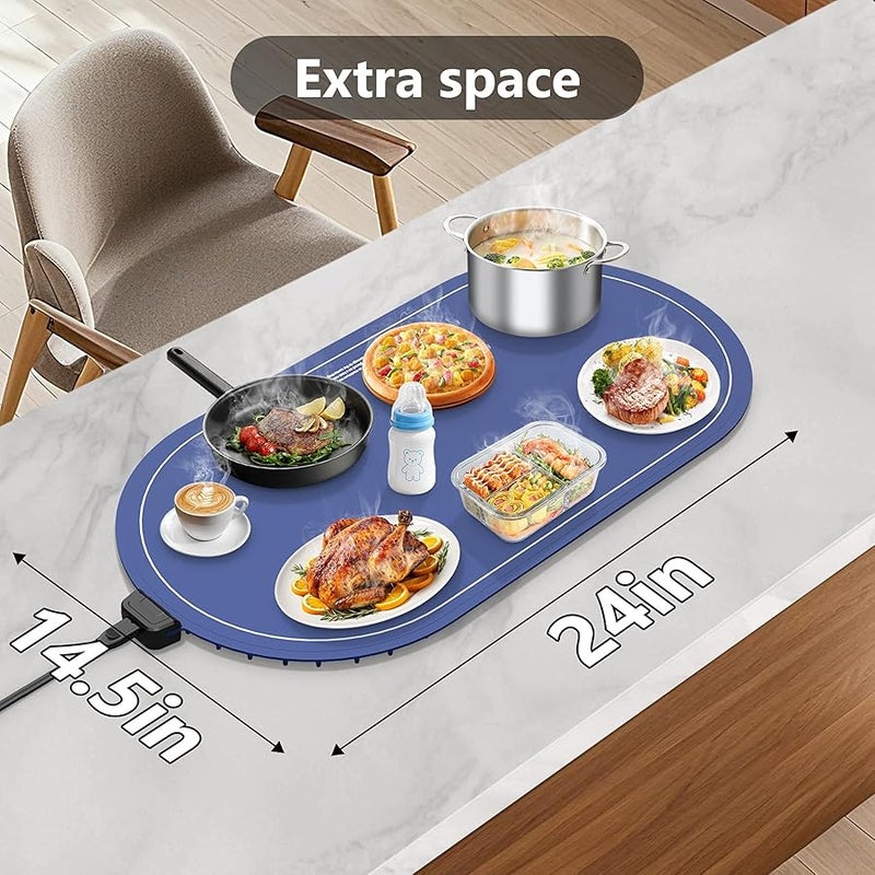 Food Warming Mat with Adjustable Temperature Timer, 10S Fast Heating Silicone Food Warmers for Party, Buffet and Daily Use - Image 5