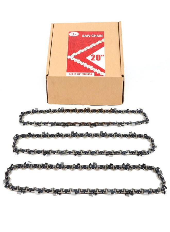 PETOX مجموعة من 3 سلاسل منشار بطول 20 بوصة، 72 وصلة قيادة، خطوة 3/8 بوصة، مقياس 0.050 بوصة، مناسبة لمناشير كرافتسمان، ريمنجتون، جرين وركس، إيرث وايز، هوسكفارنا وغيرها، من إنتاج شركة بيتوكس. - Image 1