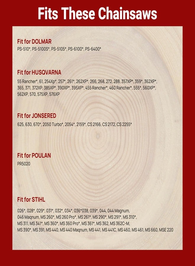 PETOX مجموعة من 3 سلاسل منشار بطول 20 بوصة، 72 وصلة قيادة، خطوة 3/8 بوصة، مقياس 0.050 بوصة، مناسبة لمناشير كرافتسمان، ريمنجتون، جرين وركس، إيرث وايز، هوسكفارنا وغيرها، من إنتاج شركة بيتوكس. - Image 3