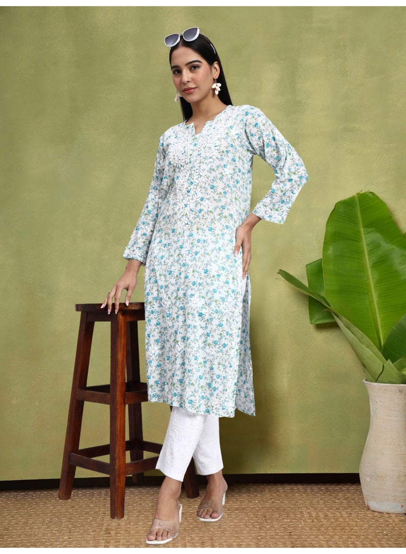 Alaya Hand Embroidered Chikankari Cotton Kurta-AL4105 - Image 1