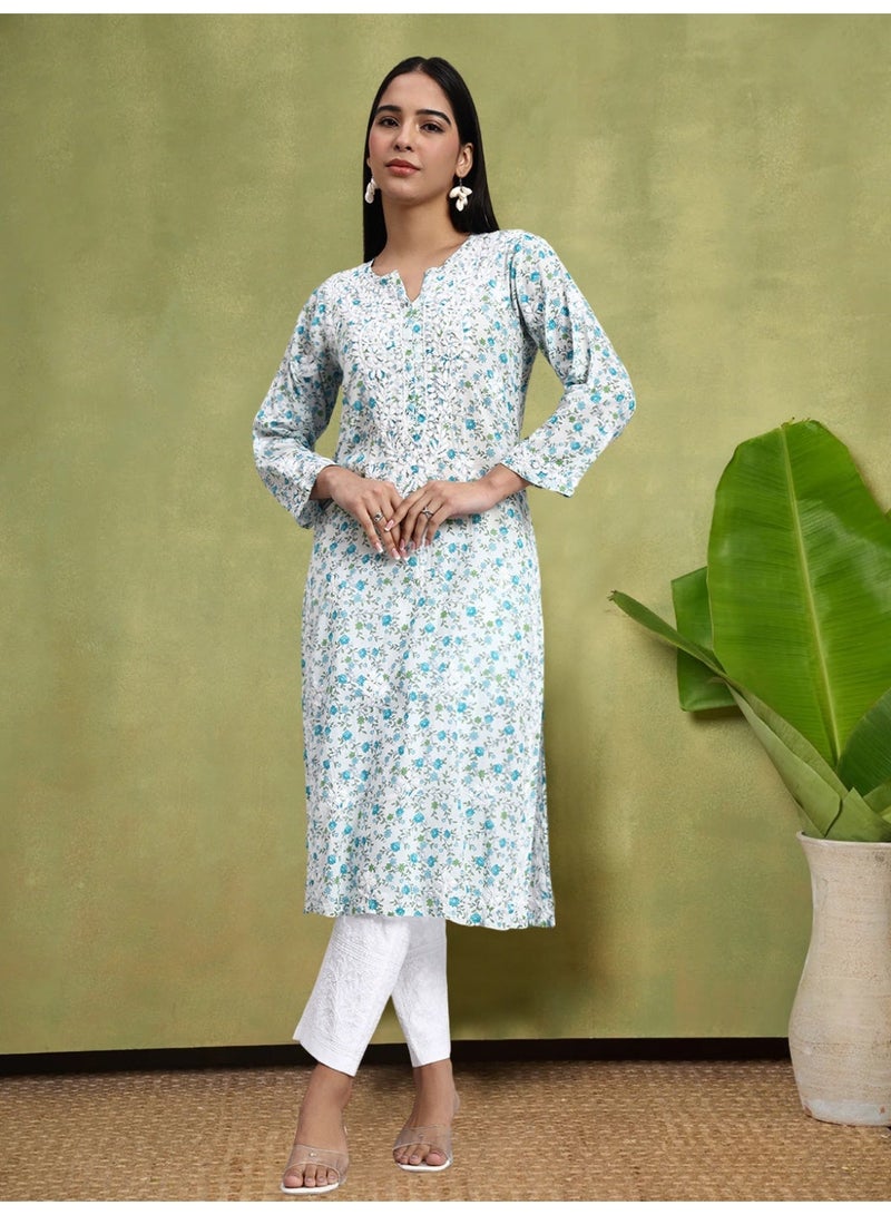 Alaya Hand Embroidered Chikankari Cotton Kurta-AL4105 - Image 3