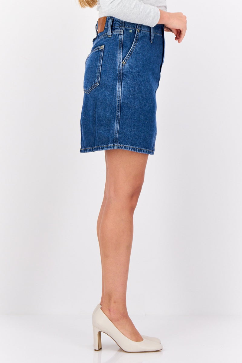 ESPRIT تنورة جينز مغسولة للنساء، تنورة قصيرة، كحلي - Image 3