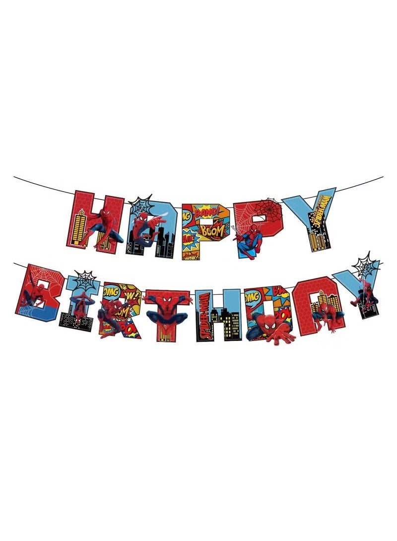 36-piece Set Of Spiderman Theme Suit Birthday Party Balloons PartySupplies Including Spiderman Background Cloth (Size 150cmx100cm) - Image 5