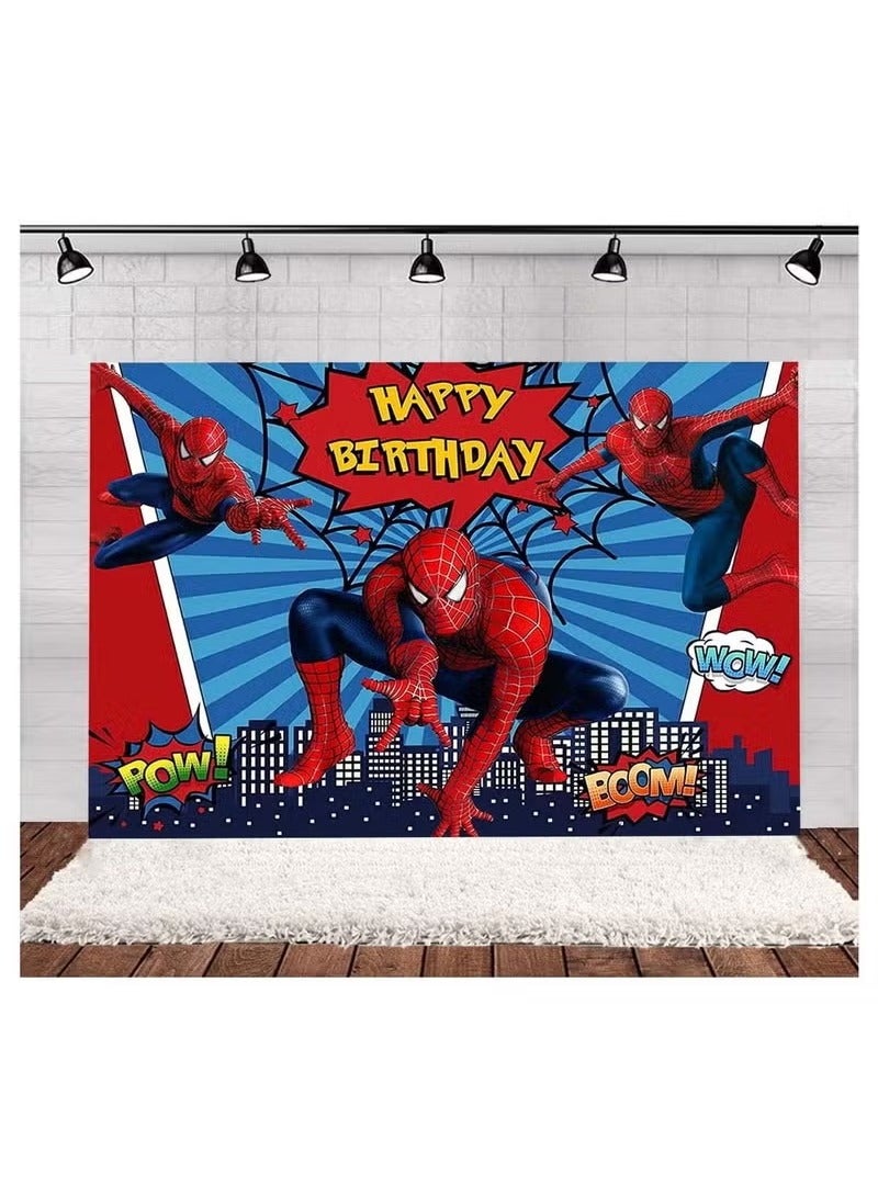 36-piece Set Of Spiderman Theme Suit Birthday Party Balloons PartySupplies Including Spiderman Background Cloth (Size 150cmx100cm) - Image 4