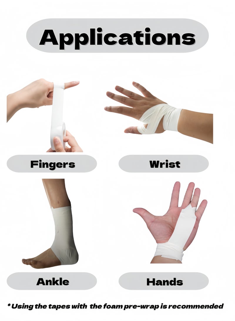 Generic (5.0+3.8)*910cm 2 White Athletic Tapes, 7*2700cm 1 Skin Foam Pre-wrap, & 1 Stainless Steel Scissors, Sports Protection Set,Very Strong, Easy Tear, No Sticky Residue Tape for Athlete & Sport Trainers & First Aid Injury Wrap, Suitable for Basketball, Bats, Tennis, Gymnastics, Boxing, etc. - Image 2