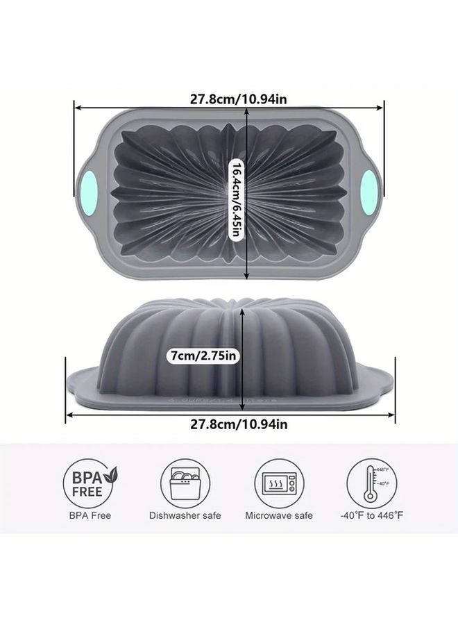 Set Of 2 Silicone Flower Cake Baking Mold Nonstick Food Grade Kitchen Tool For Oven Toast Bread Rectangular Pan Easy Clean - Image 3