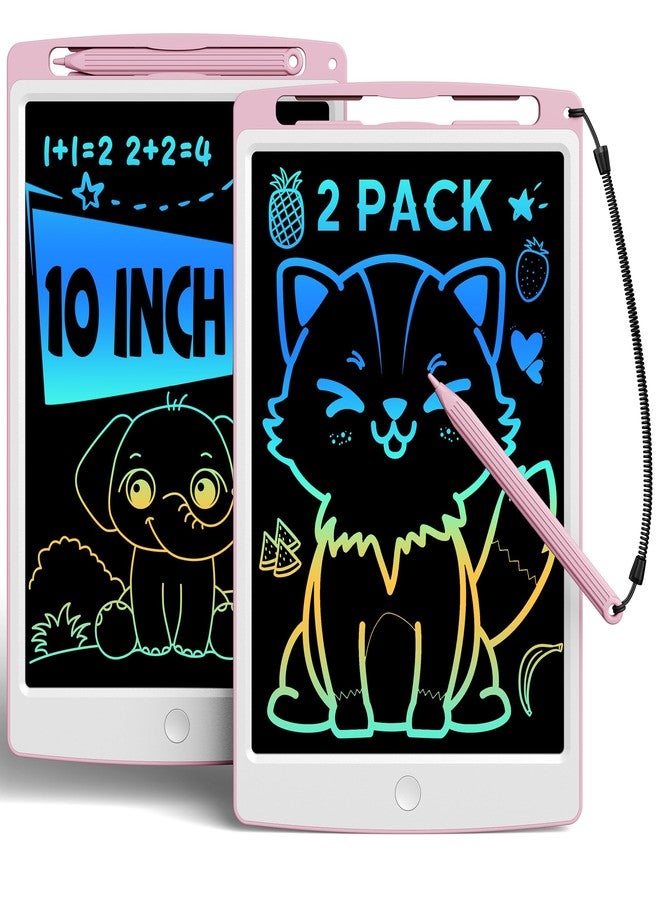 bravokids 2 Pack LCD Writing Tablet for Kids Toys, 10 Inch Colorful Erasable Doodle Board Drawing Pad for Kids, Car Trip Educational Toys Christmas Gift for 3 4 5 6 7 Girls Toddlers - Image 1