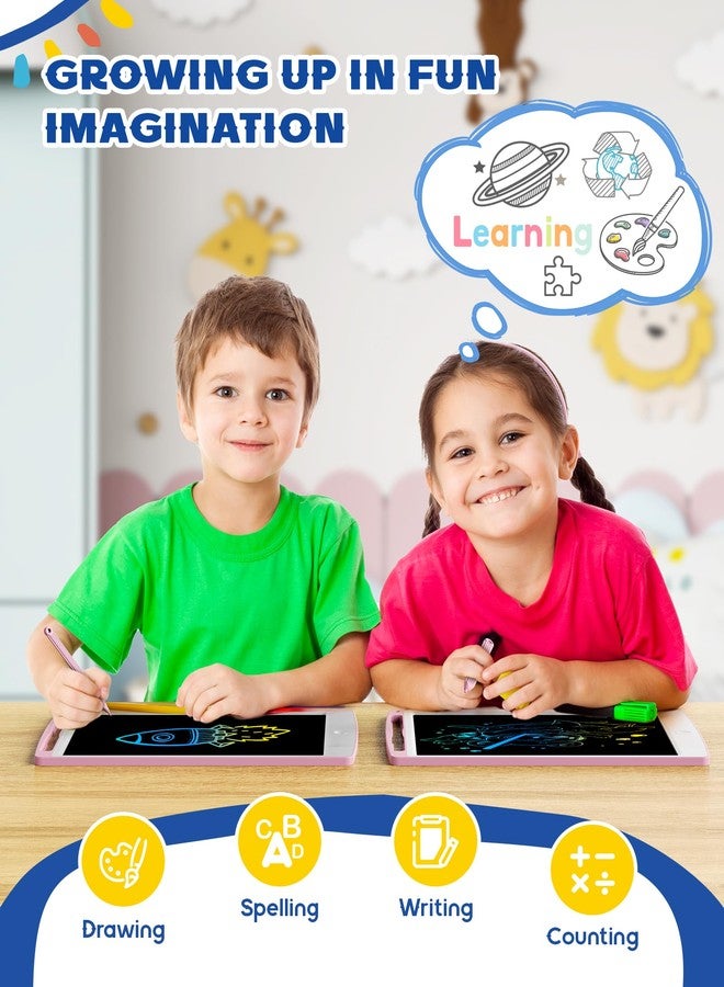 bravokids 2 Pack LCD Writing Tablet for Kids Toys, 10 Inch Colorful Erasable Doodle Board Drawing Pad for Kids, Car Trip Educational Toys Christmas Gift for 3 4 5 6 7 Girls Toddlers - Image 4