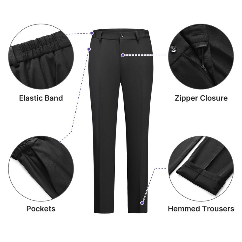 TRONSTORE Women's Pants Suit Solid Jacket 2 Piece Set Irregular Blazer Suit Business Casual Black XXL - Image 3