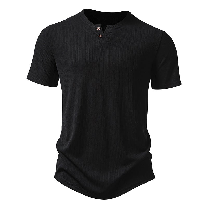 Men''s Pit Strip Fabric 2 Buckle Design Short Sleeve T-Shirt 009P30 - Image 1