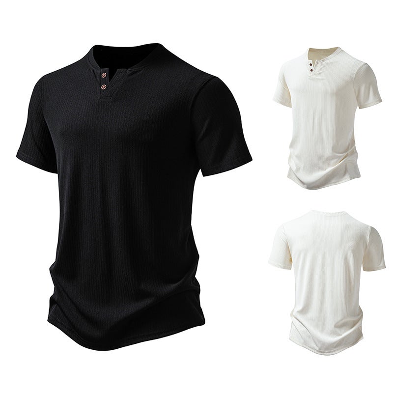 Men''s Pit Strip Fabric 2 Buckle Design Short Sleeve T-Shirt 009P30 - Image 2