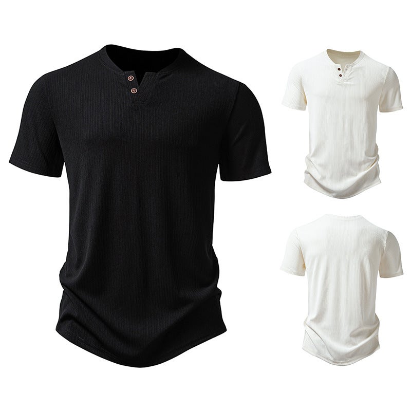 Men''s Pit Strip Fabric 2 Buckle Design Short Sleeve T-Shirt 009P30 - Image 4