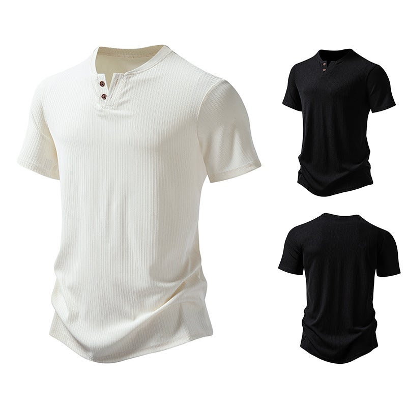 Men''s Pit Strip Fabric 2 Buckle Design Short Sleeve T-Shirt 009P30 - Image 3
