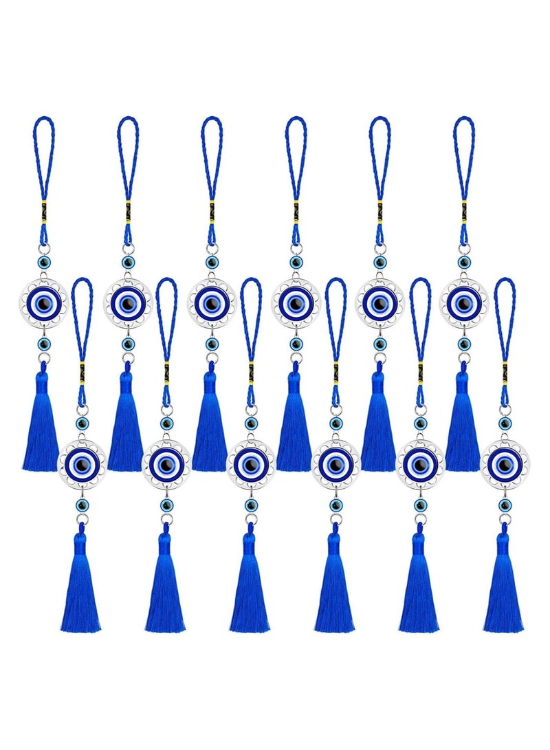 كابتن تيك Lucky Evil Eye Car Hanging Ornament Blue Resin Evil Eye Beads Charm Pendant Blue Eyes Tassel Rear View Mirror Hanging Accessories Evil Eye Protection Pedant Charms for Car Home Decors (12 Pieces) - Image 1