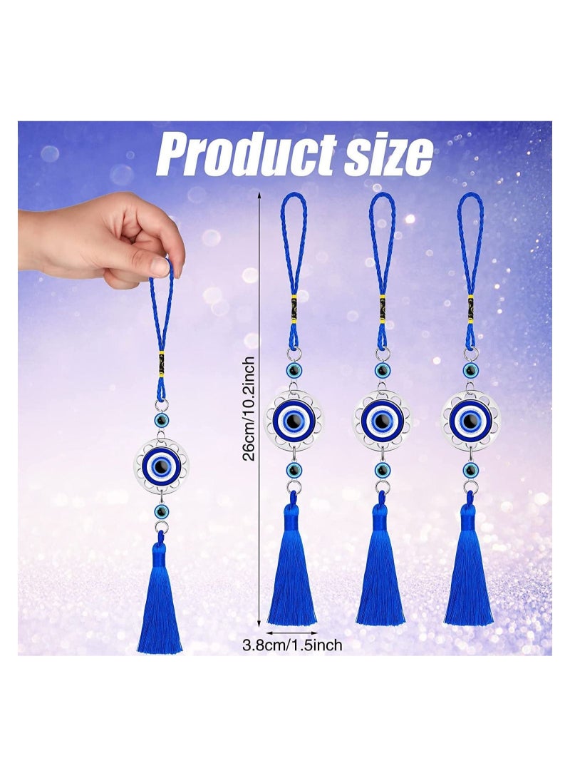 كابتن تيك Lucky Evil Eye Car Hanging Ornament Blue Resin Evil Eye Beads Charm Pendant Blue Eyes Tassel Rear View Mirror Hanging Accessories Evil Eye Protection Pedant Charms for Car Home Decors (12 Pieces) - Image 2