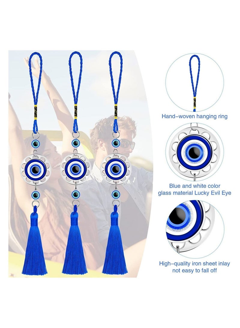 كابتن تيك Lucky Evil Eye Car Hanging Ornament Blue Resin Evil Eye Beads Charm Pendant Blue Eyes Tassel Rear View Mirror Hanging Accessories Evil Eye Protection Pedant Charms for Car Home Decors (12 Pieces) - Image 3